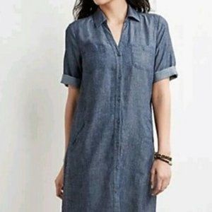 J. Jill Denim Tencil & Linen Shirt Dress M